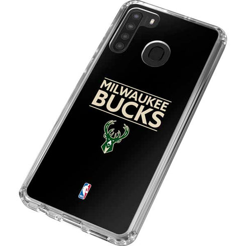 NBA Milwaukee Bucks Standard - Black Galaxy A21 Clear Case