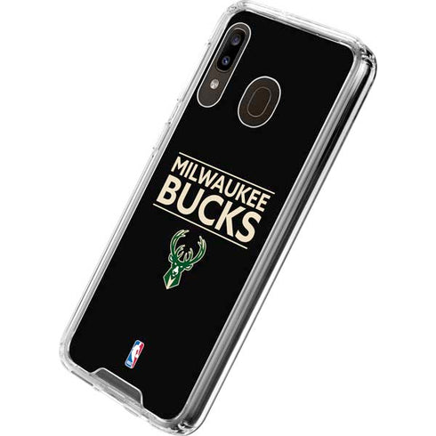 NBA Milwaukee Bucks Standard - Black Galaxy A30 Clear Case