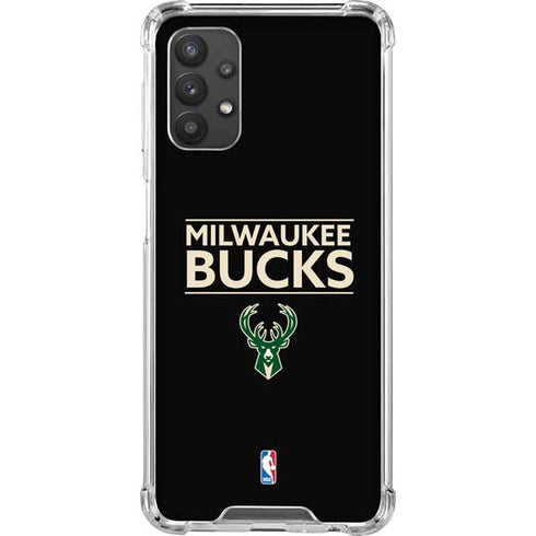 NBA Milwaukee Bucks Standard - Black Galaxy A32 5G Clear Case