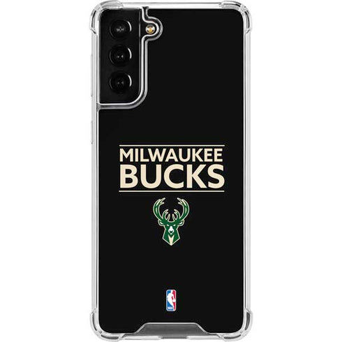 NBA Milwaukee Bucks Standard - Black Galaxy S21 FE Clear Case