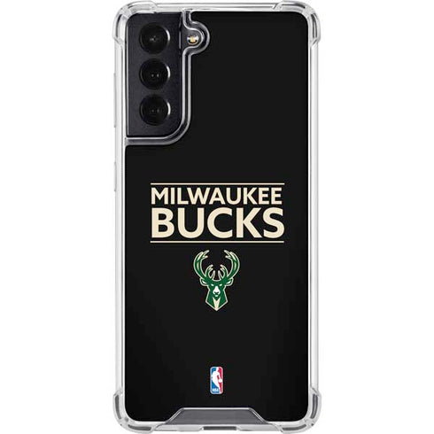 NBA Milwaukee Bucks Standard - Black Galaxy S22 Clear Case