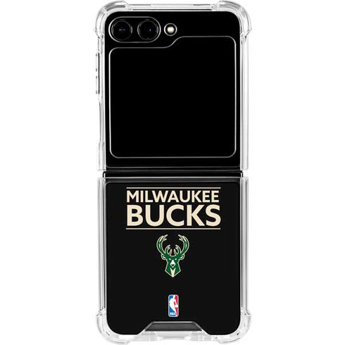 NBA Milwaukee Bucks Standard - Black Galaxy Z Flip5 5G Clear Case