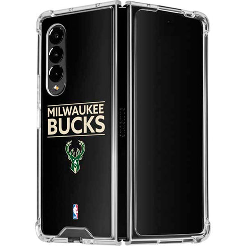 NBA Milwaukee Bucks Standard - Black Galaxy Z Fold4 5G Clear Case