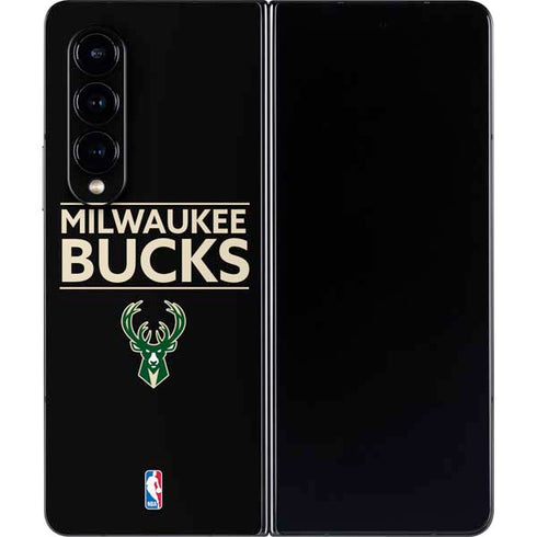 NBA Milwaukee Bucks Standard - Black Galaxy Z Fold4 5G Skin