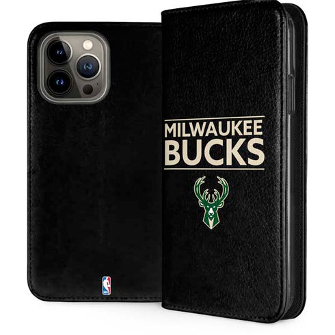 NBA Milwaukee Bucks Standard - Black iPhone 15 Pro Max Folio Case