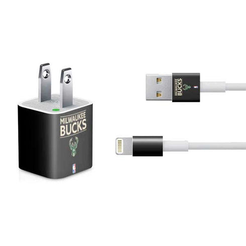 NBA Milwaukee Bucks Standard - Black iPhone Charger (5W USB) Skin