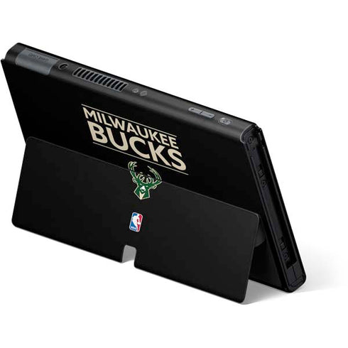 NBA Milwaukee Bucks Standard - Black Nintendo Switch OLED (2021) Skin