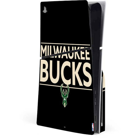 NBA Milwaukee Bucks Standard - Black PS5 Slim Disk Console Skin
