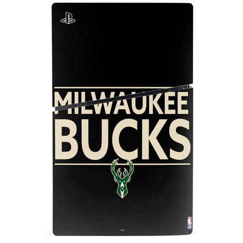 NBA Milwaukee Bucks Standard - Black PS5 Slim Disk Console Skin