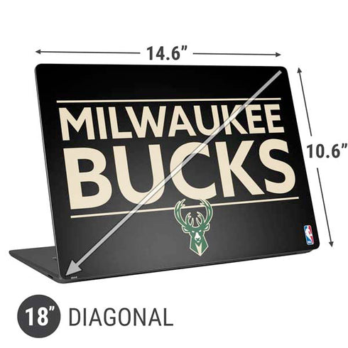 NBA Milwaukee Bucks Standard - Black Universal Laptop 18in (14.6 x 10.6in) Skin