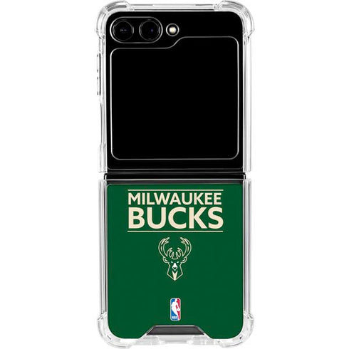 NBA Milwaukee Bucks Standard - Green Galaxy Z Flip5 5G Clear Case