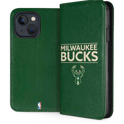 NBA Milwaukee Bucks Standard - Green iPhone 14 Folio Case
