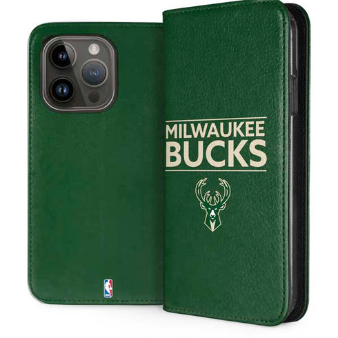 NBA Milwaukee Bucks Standard - Green iPhone 14 Pro Folio Case