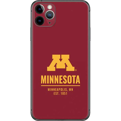 University of Minnesota Minneapolis MN Est 1851 iPhone 11 Pro Max Skin