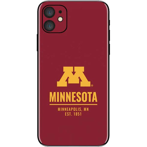 University of Minnesota Minneapolis MN Est 1851 iPhone 11 Skin