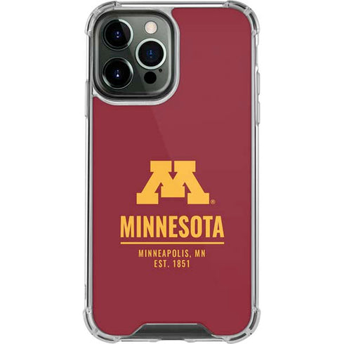 University of Minnesota Minneapolis MN Est 1851 iPhone 13 Pro Max Clear Case