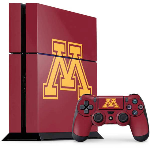 University of Minnesota M Logo PS4 Console and Controller Bundle Skin