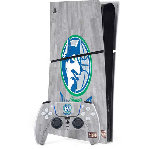 NBA Minnesota Timberwolves Hardwood Classics PS5 Slim Digital Edition Console Skin