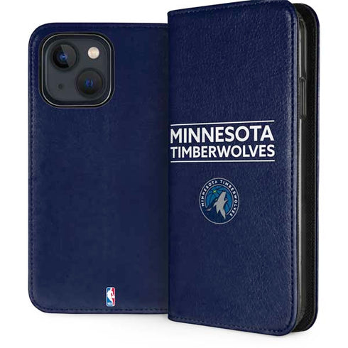 NBA Minnesota Timberwolves Standard - Navy Blue iPhone 14 Folio Case