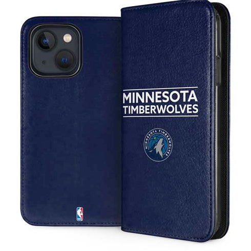 NBA Minnesota Timberwolves Standard - Navy Blue iPhone 14 Plus Folio Case