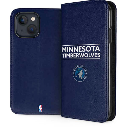 NBA Minnesota Timberwolves Standard - Navy Blue iPhone 15 Plus Folio Case