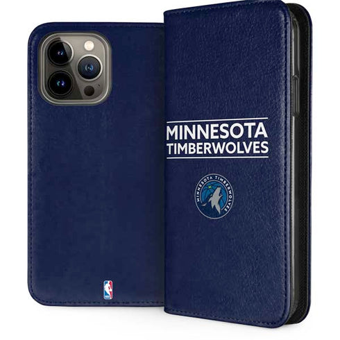 NBA Minnesota Timberwolves Standard - Navy Blue iPhone 15 Pro Max Folio Case