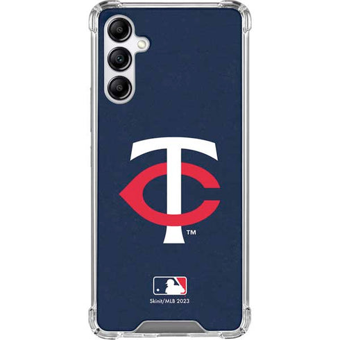 MLB Minnesota Twins - Solid Distressed Galaxy A15 5G Clear Case