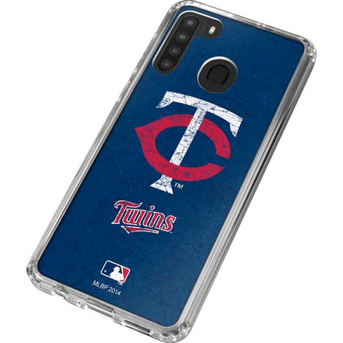 MLB Minnesota Twins - Solid Distressed Galaxy A21 Clear Case