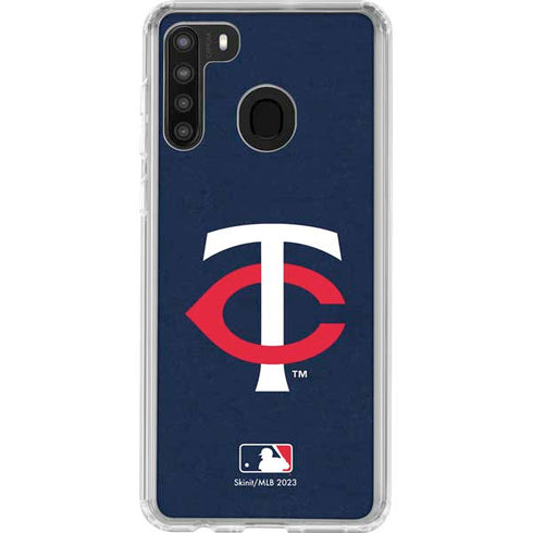 MLB Minnesota Twins - Solid Distressed Galaxy A21 Clear Case