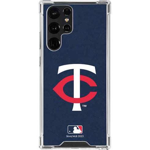 MLB Minnesota Twins - Solid Distressed Galaxy S22 Ultra Clear Case