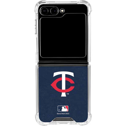 MLB Minnesota Twins - Solid Distressed Galaxy Z Flip5 5G Clear Case