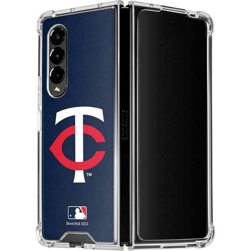 MLB Minnesota Twins - Solid Distressed Galaxy Z Fold4 5G Clear Case
