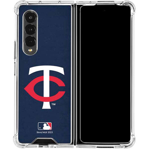 MLB Minnesota Twins - Solid Distressed Galaxy Z Fold4 5G Clear Case