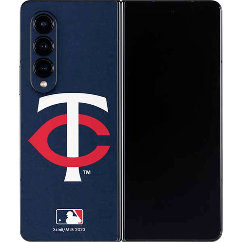 MLB Minnesota Twins - Solid Distressed Galaxy Z Fold4 5G Skin