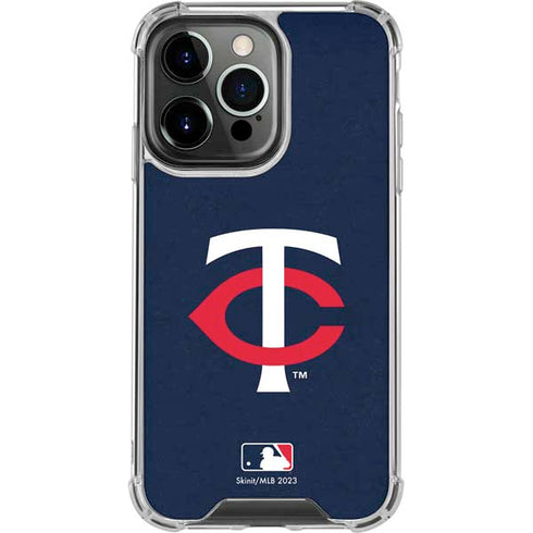 MLB Minnesota Twins - Solid Distressed iPhone 14 Pro Clear Case