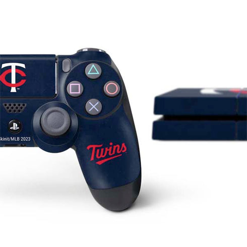 MLB Minnesota Twins - Solid Distressed PS4 Console and Controller Bundle Skin