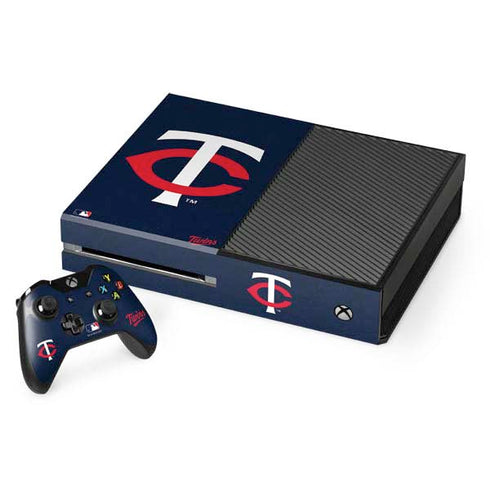 MLB Minnesota Twins - Solid Distressed Xbox One Console and Controller Bundle Skin