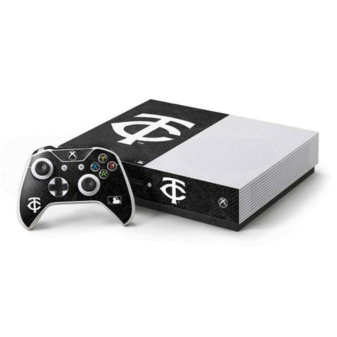 MLB Minnesota Twins Dark Wash Xbox One S Console and Controller Bundle Skin