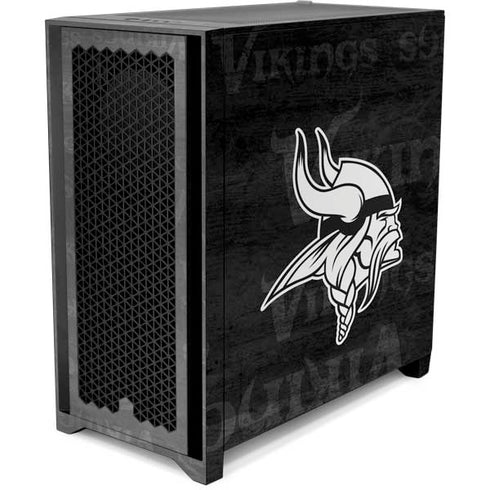 NFL Minnesota Vikings Black & White Corsair 4000D Tempered Glass Mid-Tower ATX Case Skin