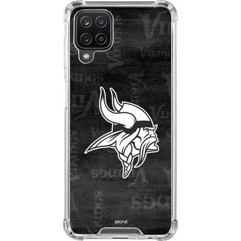 NFL Minnesota Vikings Black & White Galaxy A12 Clear Case