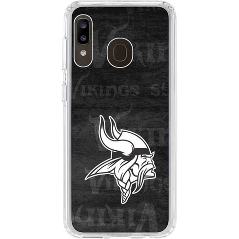 NFL Minnesota Vikings Black & White Galaxy A20 Clear Case
