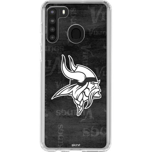 NFL Minnesota Vikings Black & White Galaxy A21 Clear Case