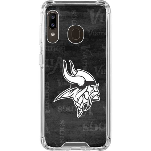 NFL Minnesota Vikings Black & White Galaxy A30 Clear Case