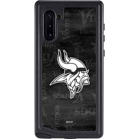 NFL Minnesota Vikings Black & White Galaxy Note 10 Waterproof Case