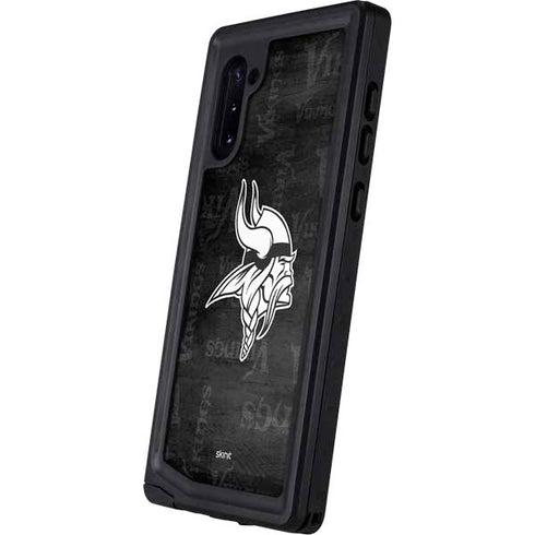 NFL Minnesota Vikings Black & White Galaxy Note 10 Waterproof Case