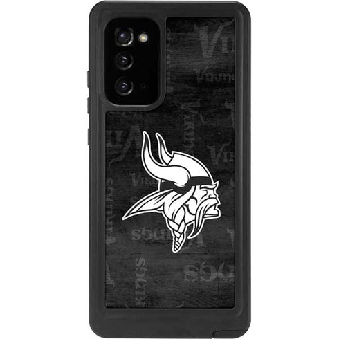 NFL Minnesota Vikings Black & White Galaxy Note20 5G Waterproof Case