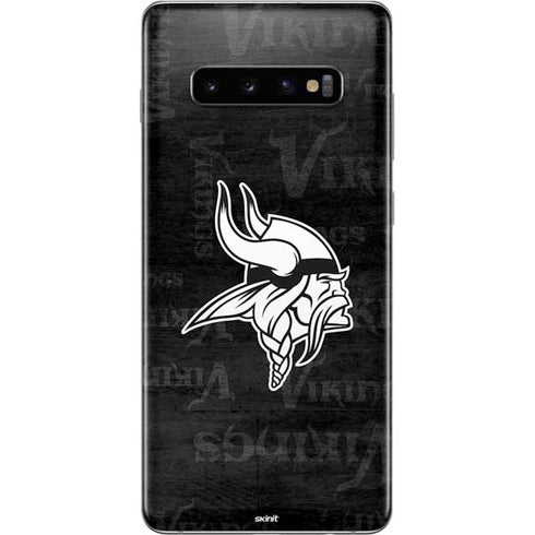 NFL Minnesota Vikings Black & White Galaxy S10 Plus Skin
