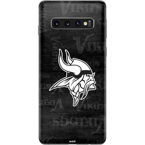 NFL Minnesota Vikings Black & White Galaxy S10 Skin