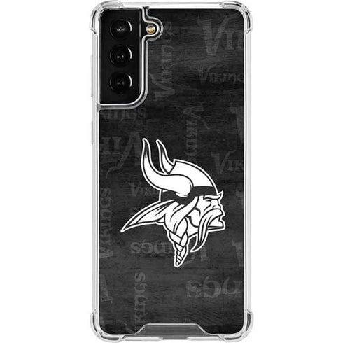 NFL Minnesota Vikings Black & White Galaxy S21 FE Clear Case