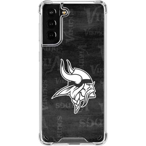 NFL Minnesota Vikings Black & White Galaxy S21 Plus 5G Clear Case